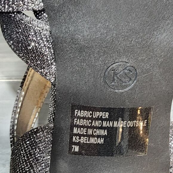 Karen Scott Belindah Sandals Size 7 M Metallic Pewter Open Toe Slingback Heels - Picture 13 of 13